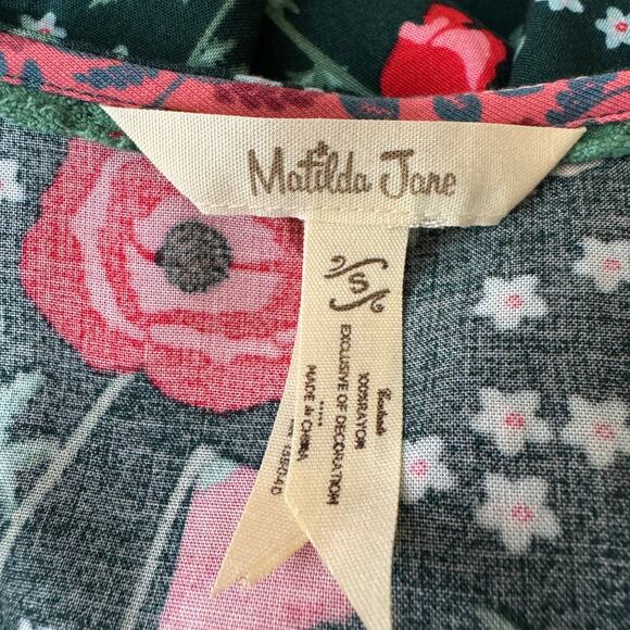 Matilda Jane Yesteryear Poppy Print Long Sleeve Blouse Size S - Picture 6 of 7